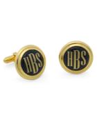 Brooks Brothers Men's Gold And Black Hand Painted Enamel Cuff Links