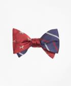 Brooks Brothers Men's Dog Motif Print With Textured Alternating Stripe Reversible Bow Tie
