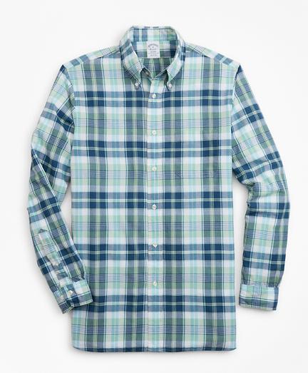 Brooks Brothers Regent Fit Green Madras Sport Shirt