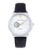 Brooks Brothers Round Watch With Embossed Leather Band