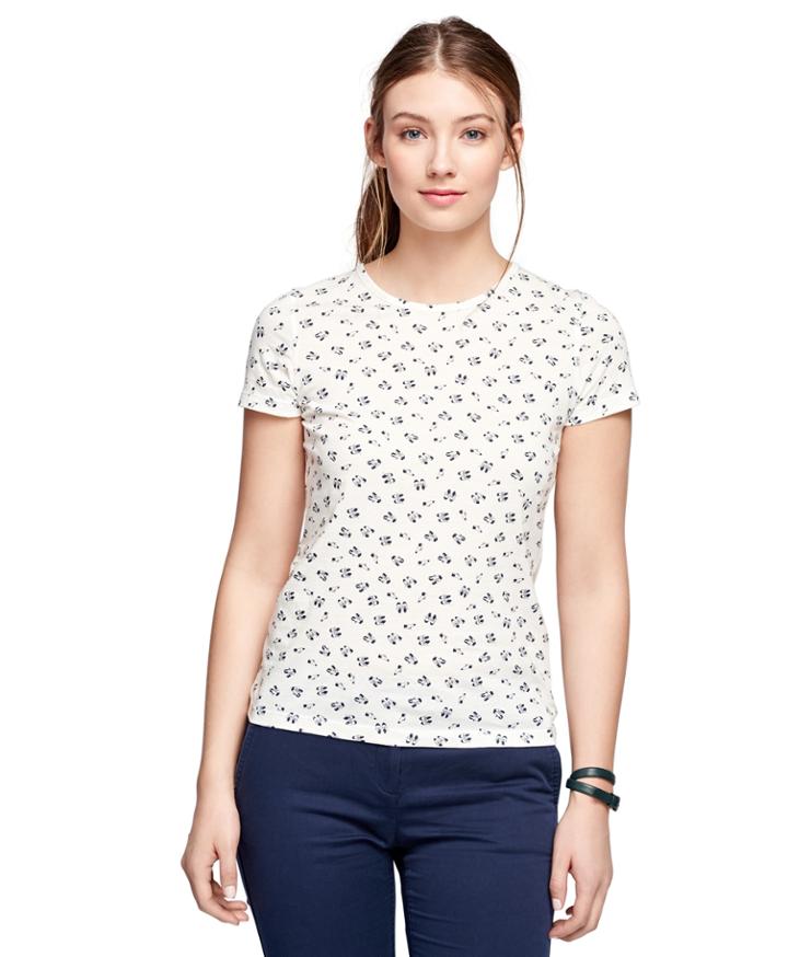 Brooks Brothers Women's Short-sleeve Printed Tee Shirt