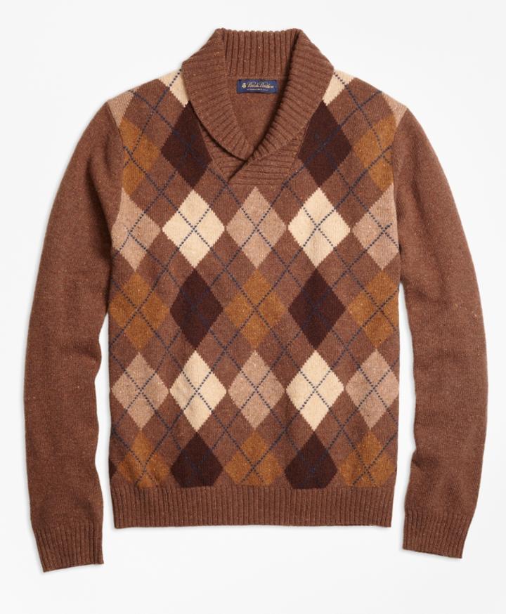 Brooks Brothers Men's Heritage Argyle Shawl Collar Sweater