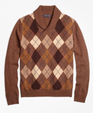Brooks Brothers Men's Heritage Argyle Shawl Collar Sweater