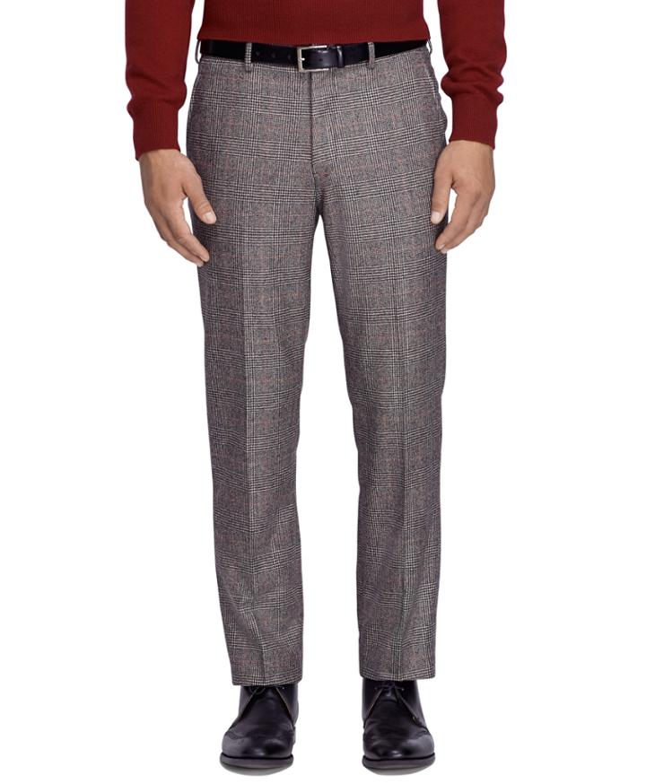 Brooks Brothers Men's Fitzgerald Fit Saxxon Wool Plaid Dress Trousers