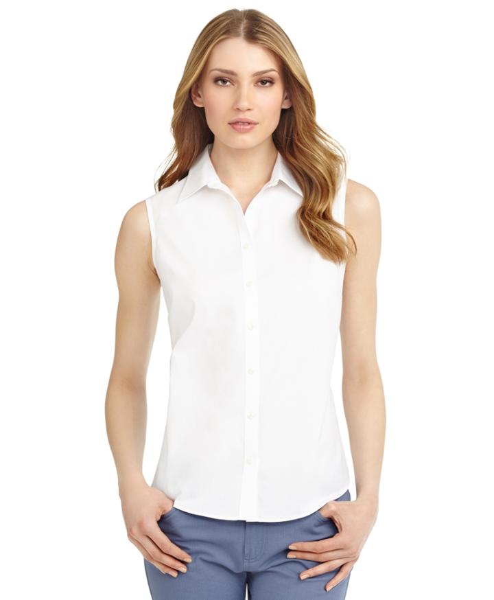 Brooks Brothers Women's Non-iron Fitted Sleeveless Dress Shirt