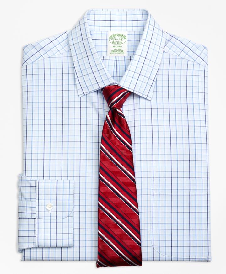 Brooks Brothers Men's Extra Slim Fit Slim-fit Dress Shirt, Non-iron Music Overcheck