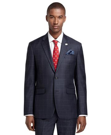 Brooks Brothers Milano Fit Saxxon Plaid Windowpane 1818 Suit