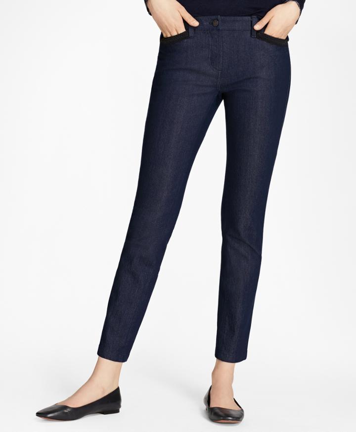 Brooks Brothers Women's Soutache-trimmed Denim Pants