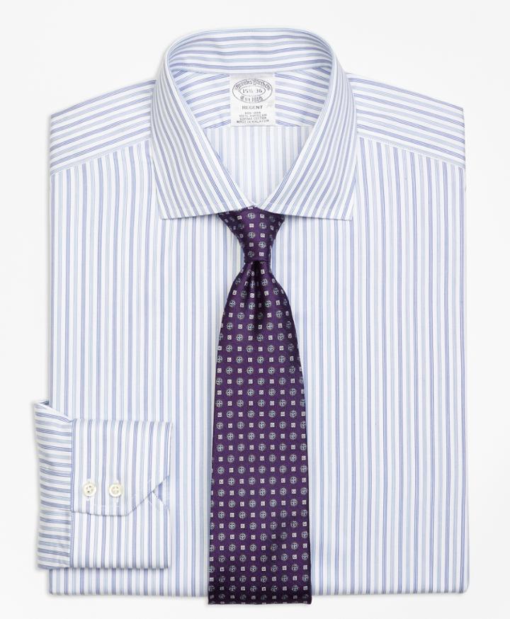 Brooks Brothers Men's Slim Fitted Dress Shirt, Non-iron Alternating Triple Stripe