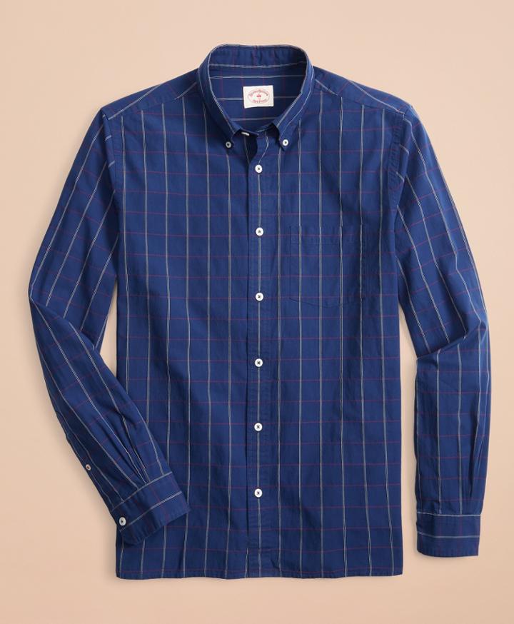 Brooks Brothers Men's Indigo Windowpane Sport Shirt