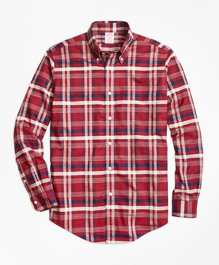 Brooks Brothers Non-iron Madison Fit Red Plaid Sport Shirt