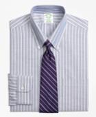 Brooks Brothers Men's Non-iron Extra Slim Fit Brookscool Ground Shadow Stripe Dress Shirt