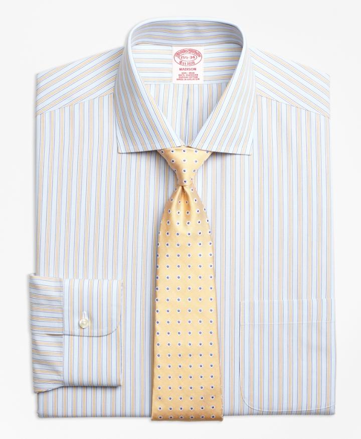 Brooks Brothers Men's Non-iron Regular Fit Framed Track Stripe Dress Shirts