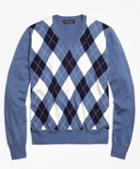 Brooks Brothers Supima Cotton Argyle V-neck Sweater