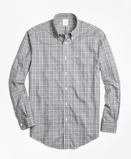Brooks Brothers Non-iron Regent Fit Grey Heathered Plaid Sport Shirt