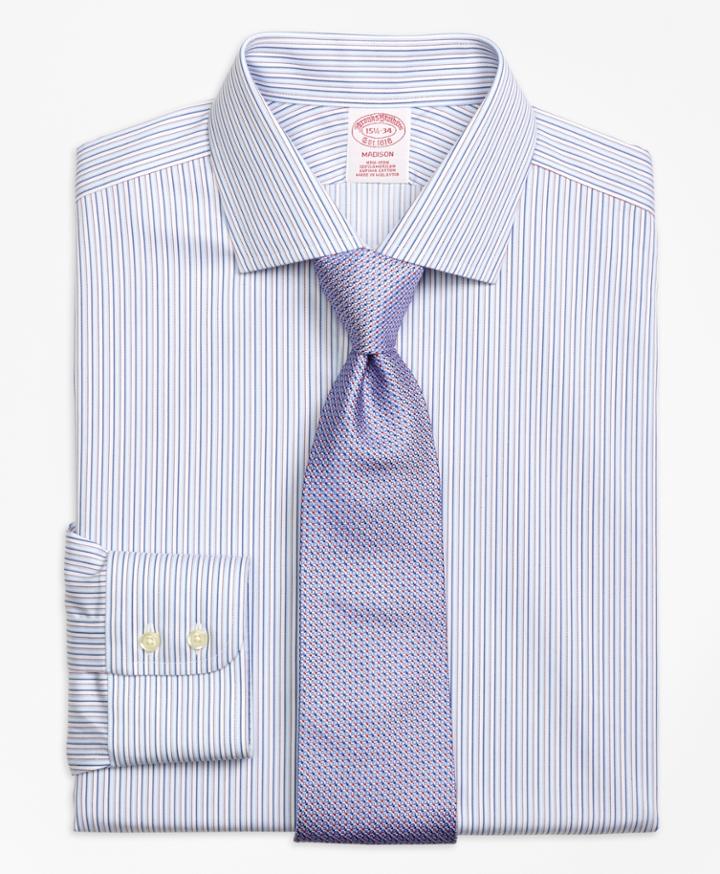 Brooks Brothers Men's Non-iron Regular Fit Sidewheeler Stripe Dress Shirt