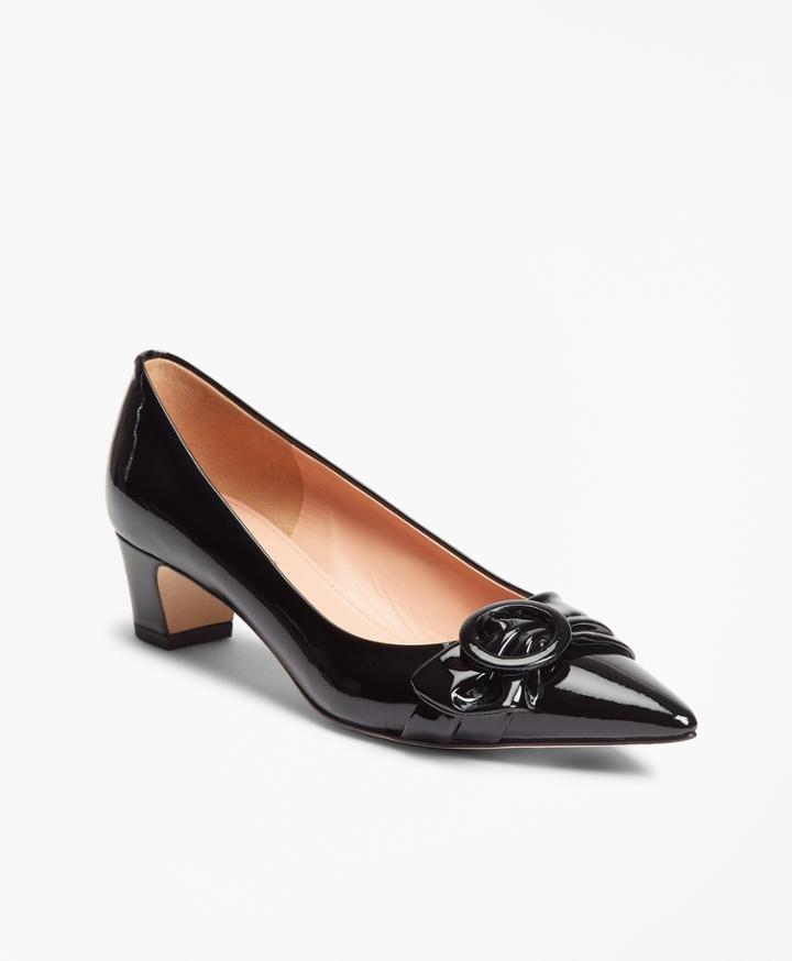 Brooks Brothers Women's Patent Leather Point-toe Kitten Heel Pumps