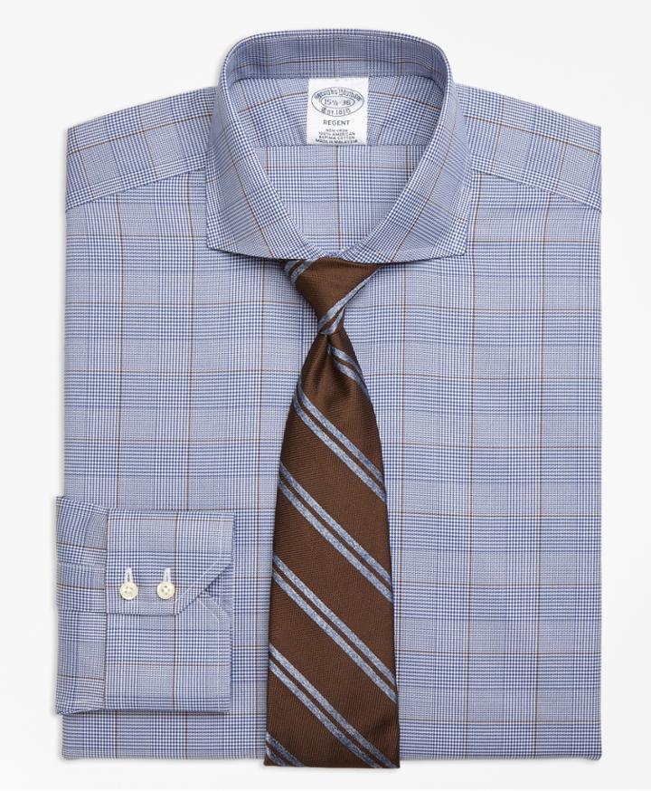 Brooks Brothers Men's Non-iron Slim Fit Large Plaid With Deco Dress Shirt