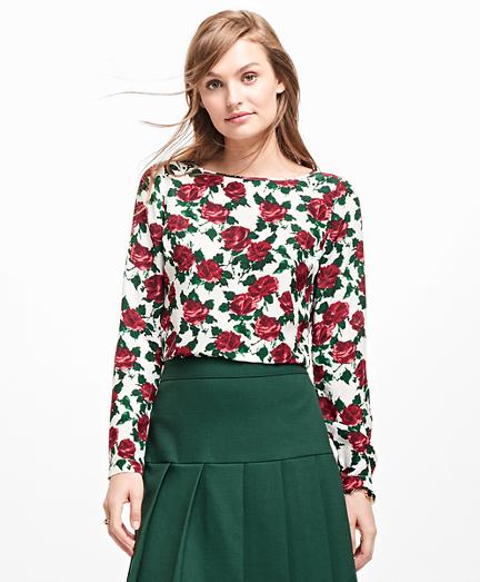 Brooks Brothers Rose-print Silk Blouse