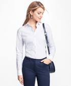 Brooks Brothers Women's Petite Tailored-fit Stripe Stretch-cotton Poplin Blouse