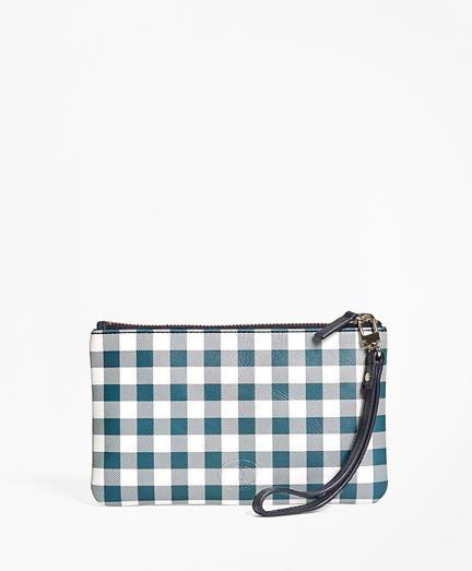 Brooks Brothers Gingham Leather Wristlet