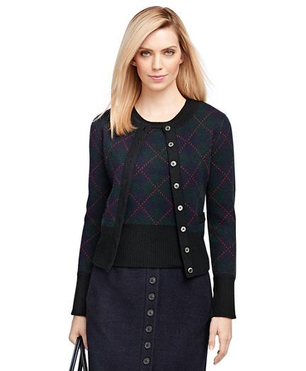 Brooks Brothers Merino Wool Black Watch Cardigan