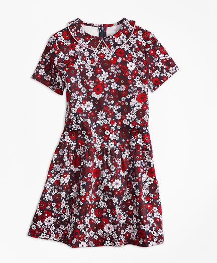 Brooks Brothers Short-sleeve Cotton Sateen Floral Dress