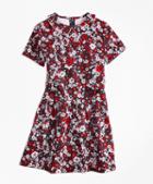Brooks Brothers Short-sleeve Cotton Sateen Floral Dress