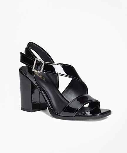 Brooks Brothers Patent Leather Open-toe Stacked Sandals