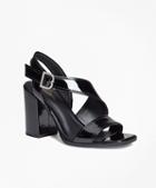 Brooks Brothers Patent Leather Open-toe Stacked Sandals