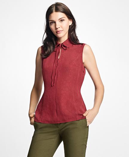Brooks Brothers Silk-blend Tie-neck Blouse