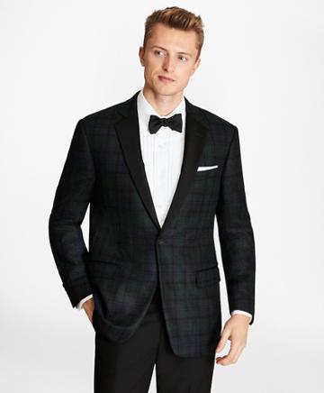 Brooks Brothers Regent Fit Black Watch Wool Tuxedo Jacket