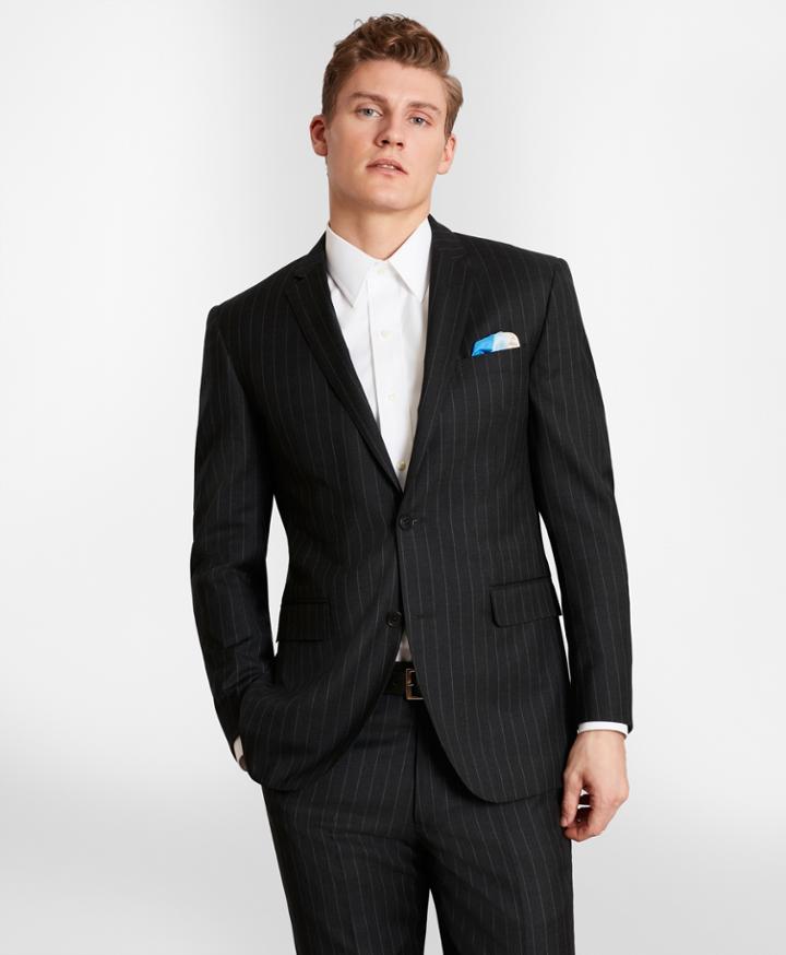 Brooks Brothers Men's Brooksgate Milano-fit Striped Wool Twill Suit Jacket