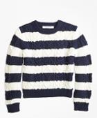 Brooks Brothers Cotton Aran Stripe Sweater