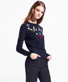 Brooks Brothers Floral Embroidered Stretch-cotton Sweater