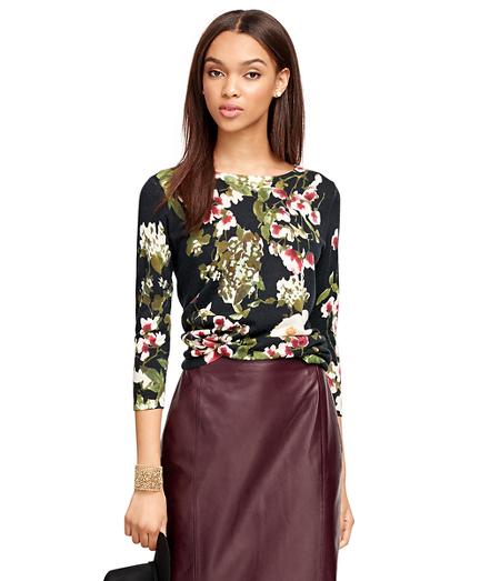 Brooks Brothers Merino Wool Floral Printed Sweater