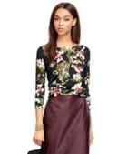 Brooks Brothers Merino Wool Floral Printed Sweater