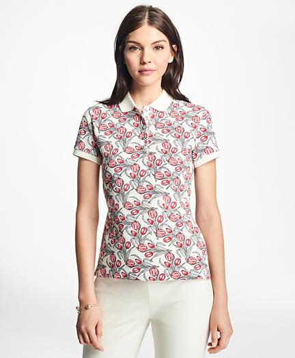 Brooks Brothers Slim-fit Tulip-print Stretch-cotton Pique Polo