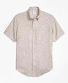 Brooks Brothers Men's Regent Fit Safari Stripe Irish Linen Short-sleeve Sport Shirt