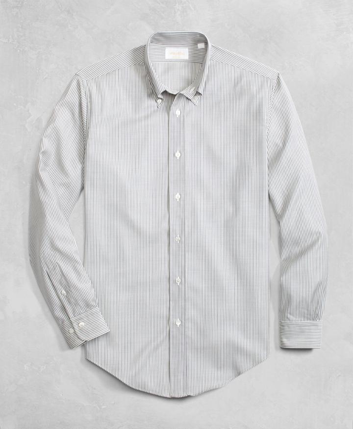 Brooks Brothers Men's Golden Fleece Brookstech Lightweight Wool Stripe Sport Shirt