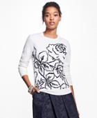 Brooks Brothers Merino Wool Rose Intarsia Sweater