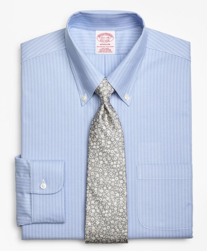 Brooks Brothers Men's Brookscool Regular Fit Classic-fit Dress Shirt, Non-iron Ground Double-stripe