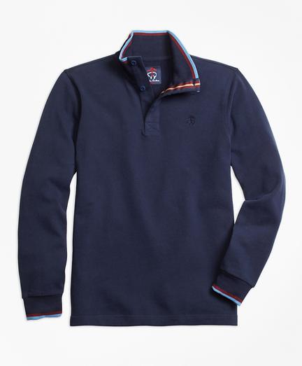 Brooks Brothers Novelty Tipped Mockneck Rugby