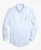 Brooks Brothers Men's Regent Fit Chambray Stripe Irish Linen Sport Shirt