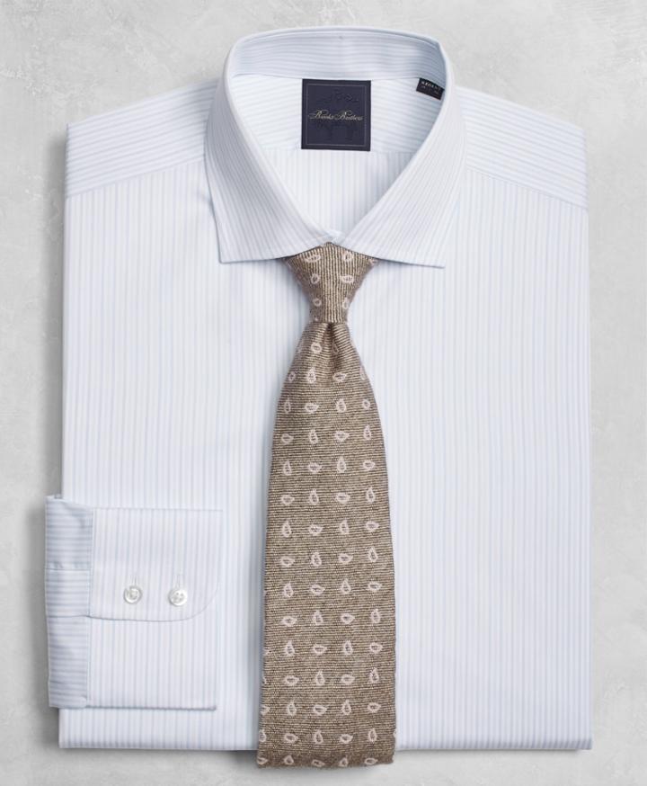 Brooks Brothers Men's Golden Fleece Slim Fitted Dress Shirt, English Collar Two-tone Alternating-stripe