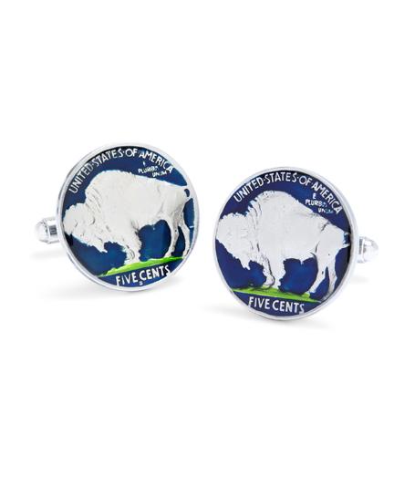 Brooks Brothers Buffalo Nickel Tails Side Hand Painted Cuff Links
