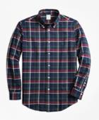 Brooks Brothers Men's Milano Fit Yarn-dyed Oxford Navy Plaid Sport Shirt