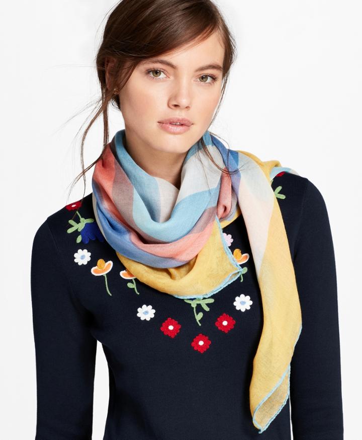 Brooks Brothers Women's Geometric-print Cashmere-silk Scarf