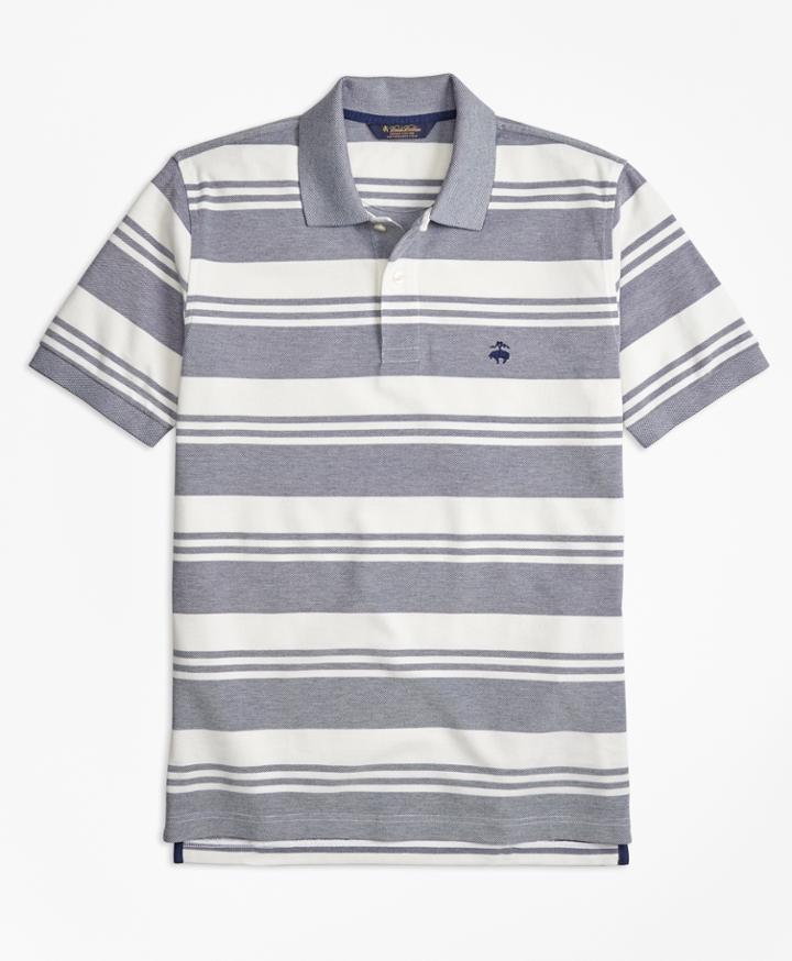 Brooks Brothers Men's Original Fit Oxford Pique Beach Stripe Polo Shirt