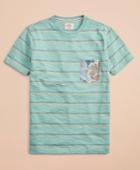 Brooks Brothers Men's Multi-color Stripe Slub Floral Pocket T-shirt